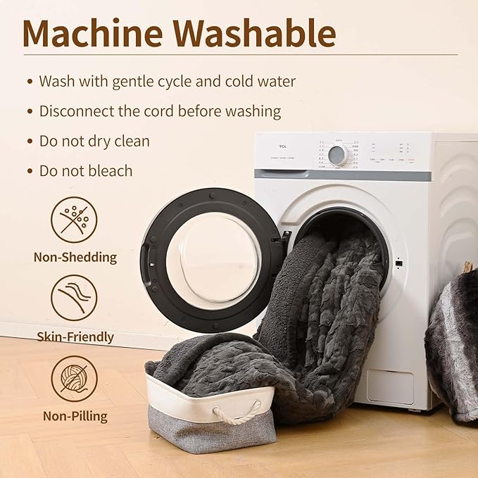 FANTICO Heated Blanket 77'' x 84'' Full Size, Fast Heating Soft Flannel Blanket for Bed Full-Body Coverage 4 Heating Levels & 10 Hours Timer Settings, Machine Washable, Black