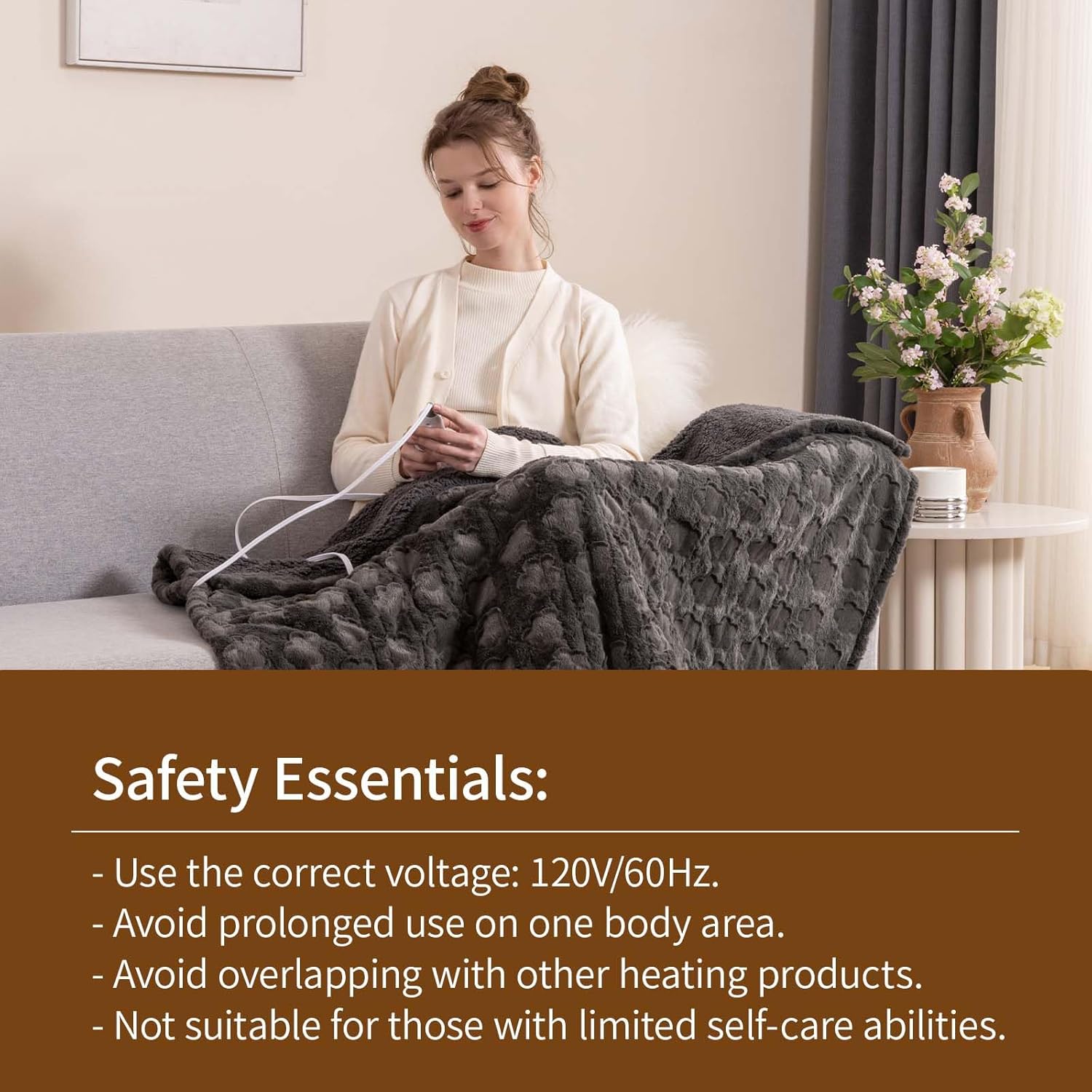 FANTICO Heated Blanket 77'' x 84'' Full Size, Fast Heating Soft Flannel Blanket for Bed Full-Body Coverage 4 Heating Levels & 10 Hours Timer Settings, Machine Washable, Black