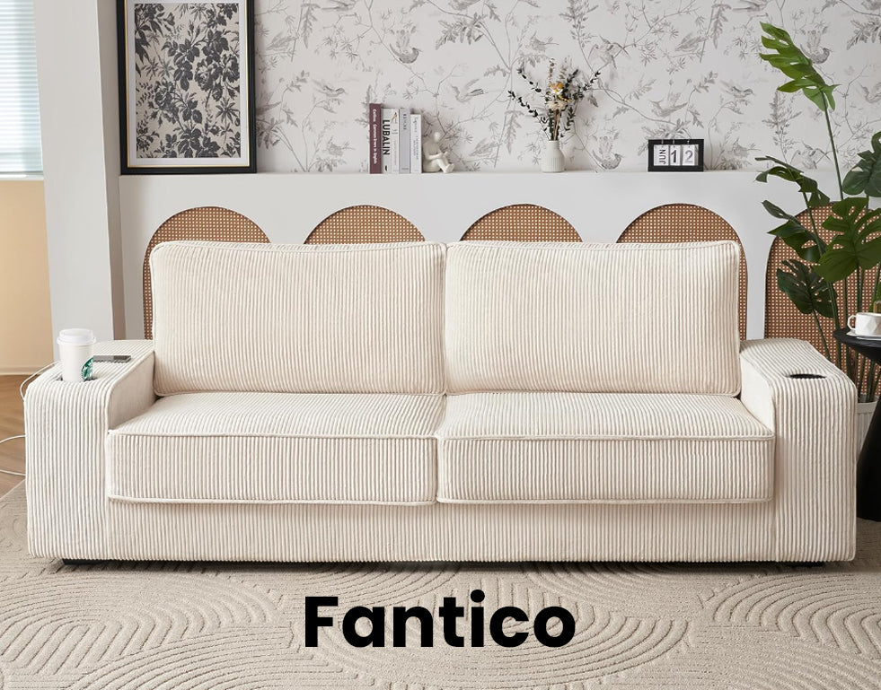FANTICO Sofa, Comfy Sofa Couch with Extra Deep Seats, Modern Sofa- 3 Seater Sofa, Couch for Living Room Apartment Lounge, Beige