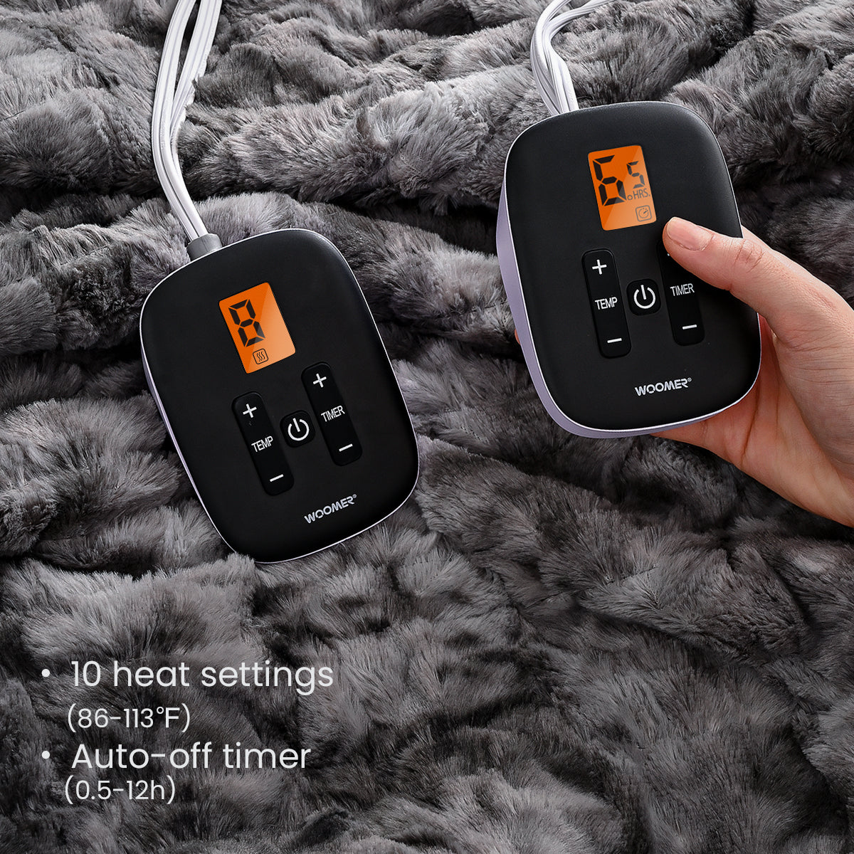 Marble Grey Faux Fur & Soft Sherpa Electric Heating Blanket