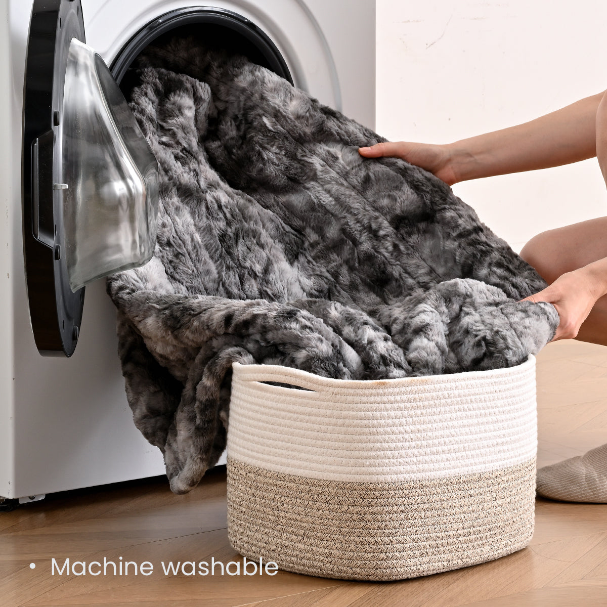 Marble Grey Faux Fur & Soft Sherpa Electric Heating Blanket