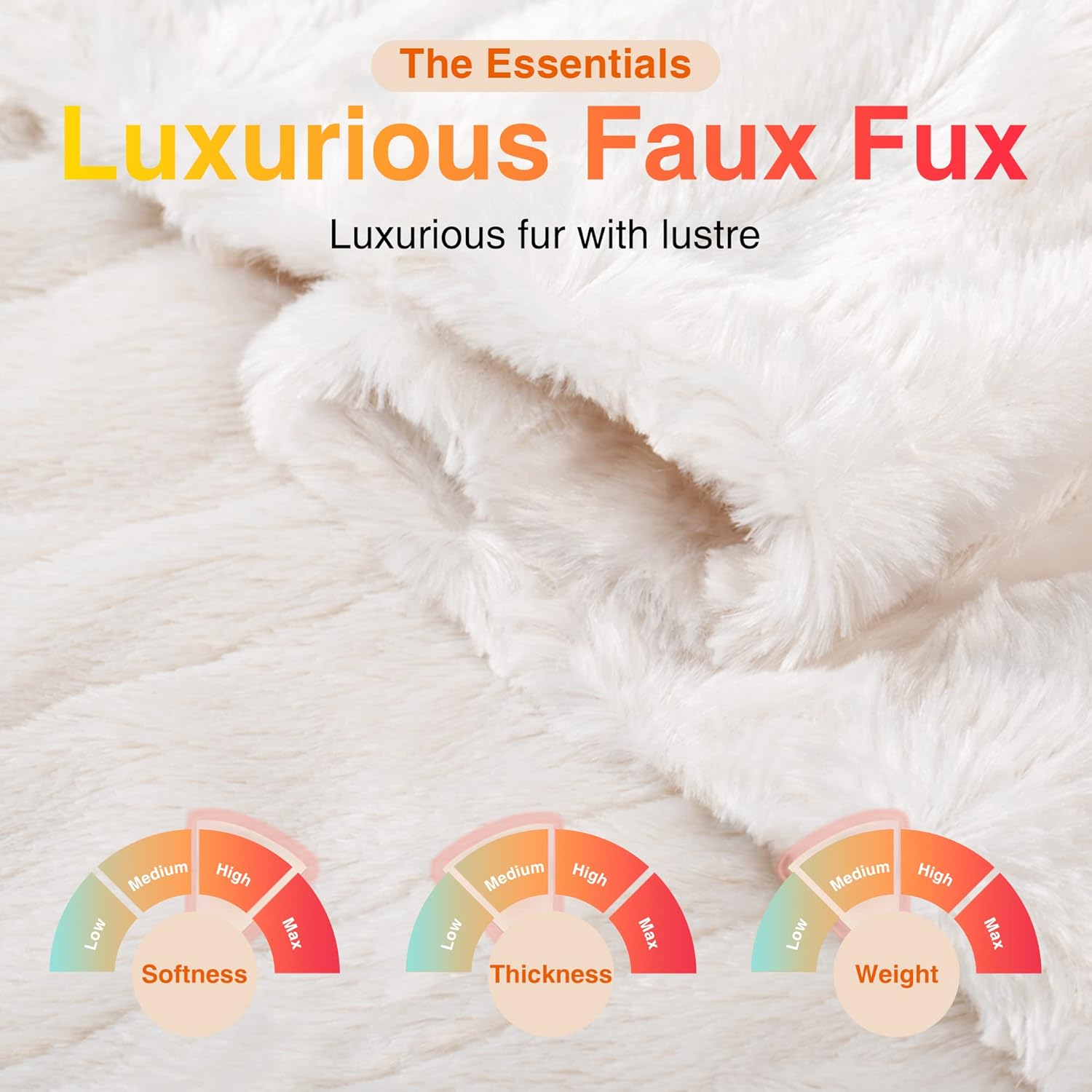 White Soft Faux Fur Electric Heating Throw
