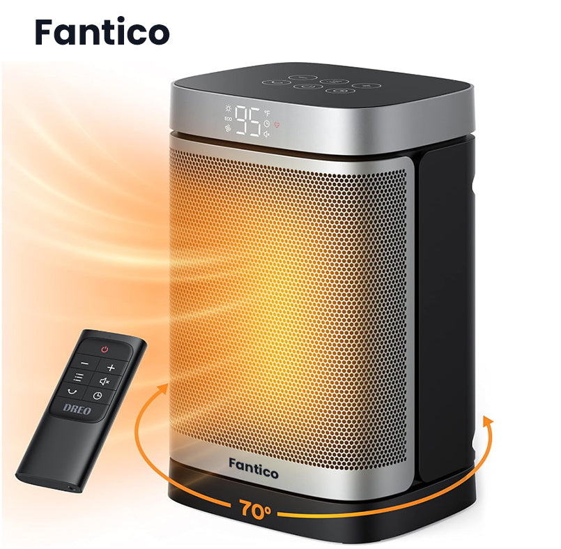 FANTICO Space Heater, 1500W Electric Heaters Indoor Portable with Thermostat, PTC Fast Heating Ceramic Room Small Heater with Heating and Fan Modes for Bedroom, Office and Indoor Use