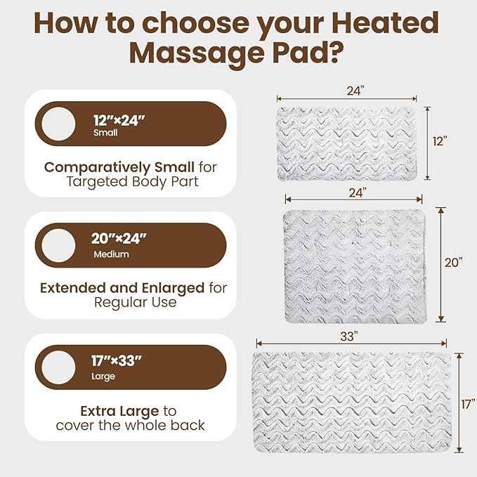 FANTICO Weighted Heating Pad Extended 20”×24” Electric Massaging Heating Pad for Back Pain Relief, Natural Pottery Bead, 4 Massage Modes and 4 Heat Settings, 2H Auto-Off, 4.94LB, Dreamy Milky Way