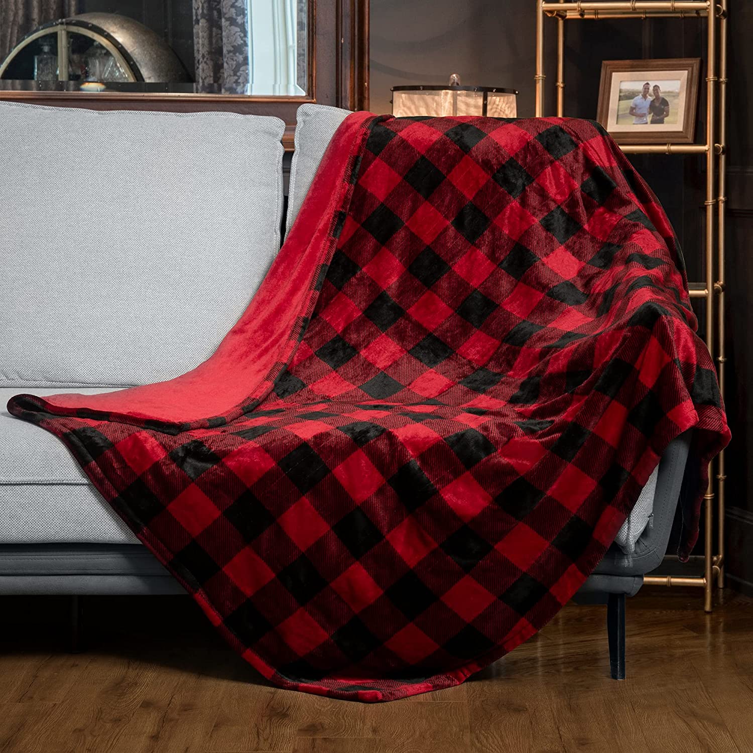 Red Black Plaid Soft Flannel Electric Heating Throw