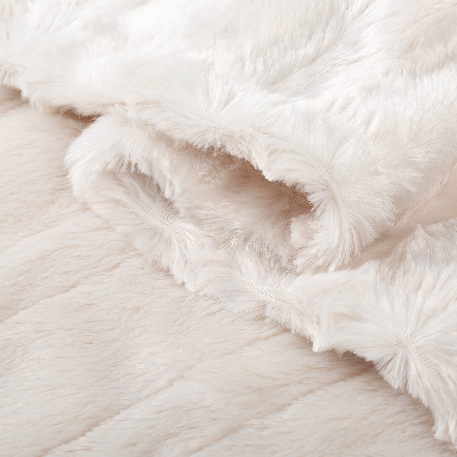 White Soft Faux Fur Electric Heating Throw