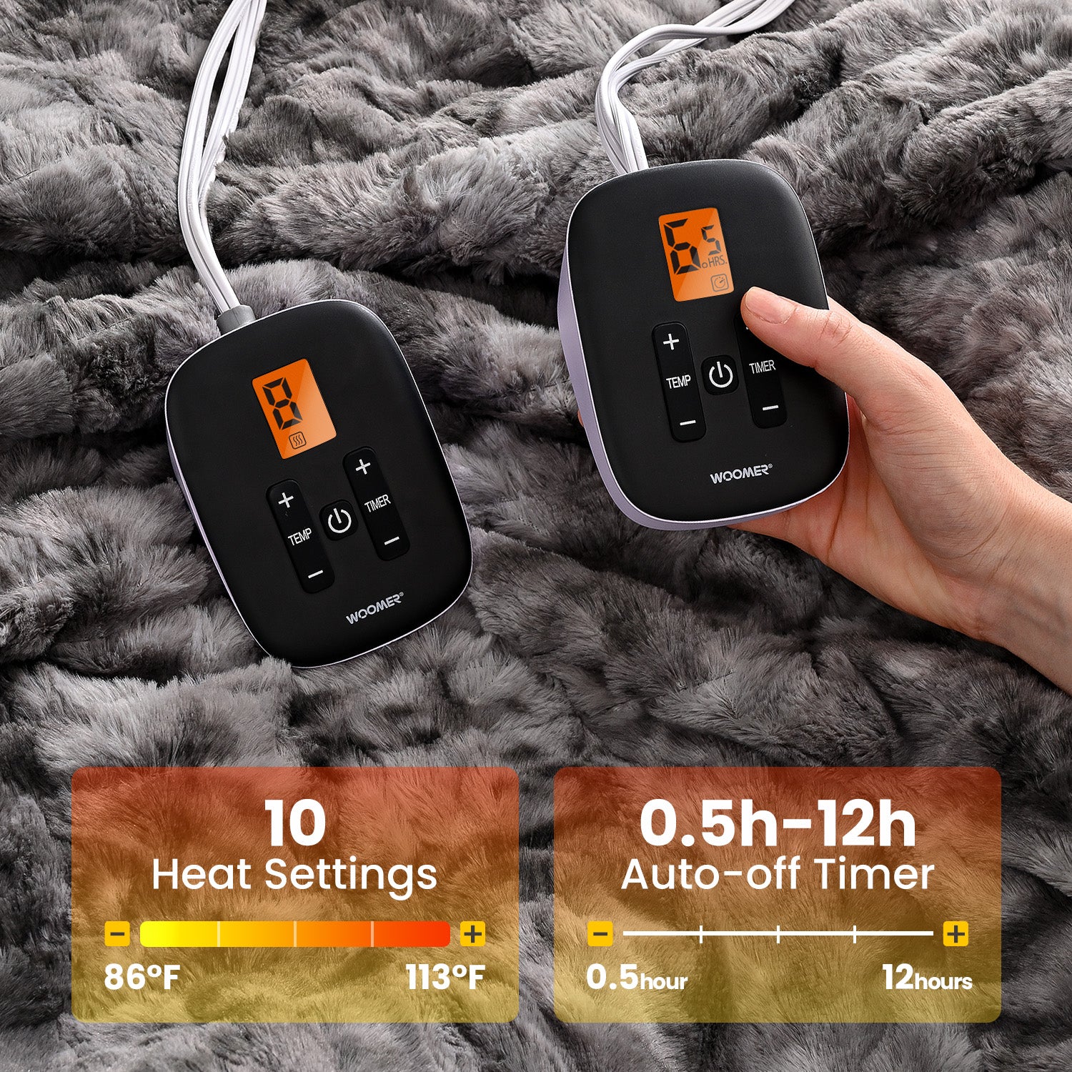 Electric Heating Blanket - Double-sided Marble Grey 90"x 100"