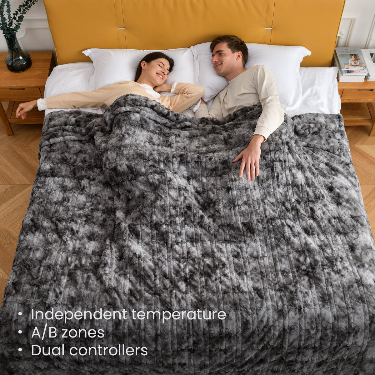 Marble Grey Soft Sherpa Heated Blanket