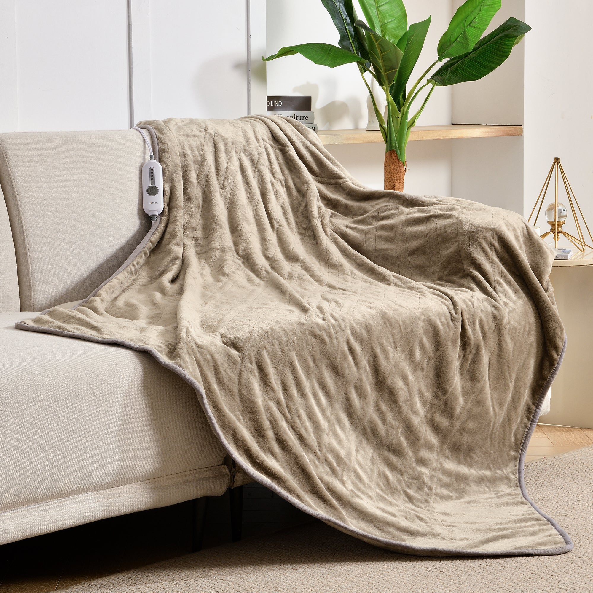 Taupe Soft Flannel Electric Heating Throw