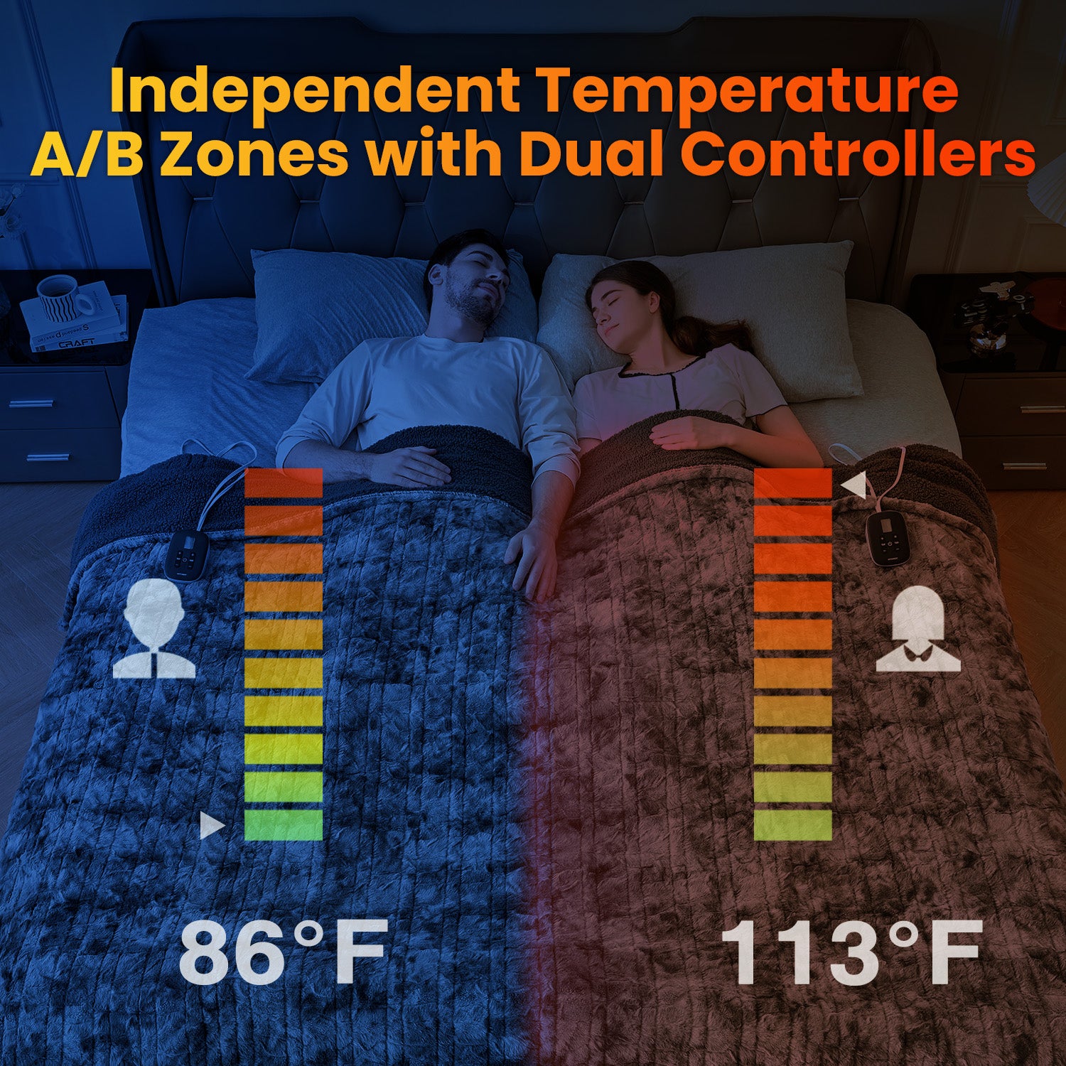 Electric Heating Blanket - Double-sided Marble Grey 90"x 100"