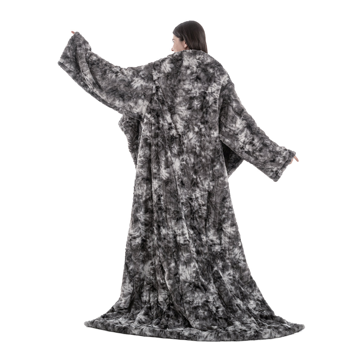 Wearable Heated Blanket Marble Grey With Sleeves