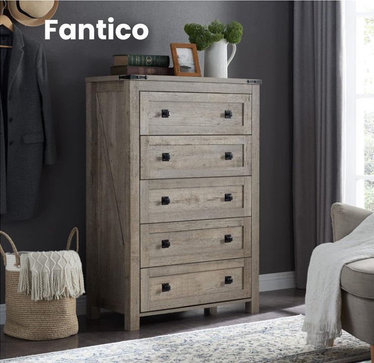 FANTICO Door Armoire Wardrobe Closet with 3 Drawers & Mirror, Wooden Bedroom Armoires with Shelves and Hanging Rod, Freestanding Wardrobe Cabinet for Bedroom, Guest Room