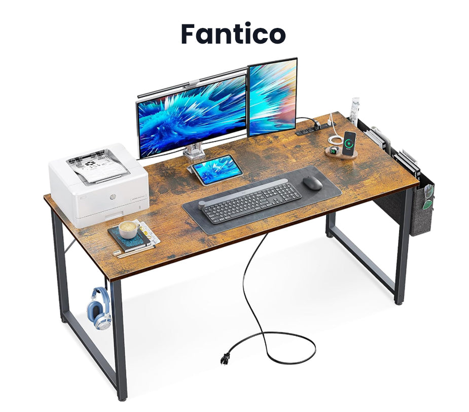 FANTICO 48 Inch Computer Desk, Modern Simple Style Desk for Home Office, Study Student Writing Desk, Vintage