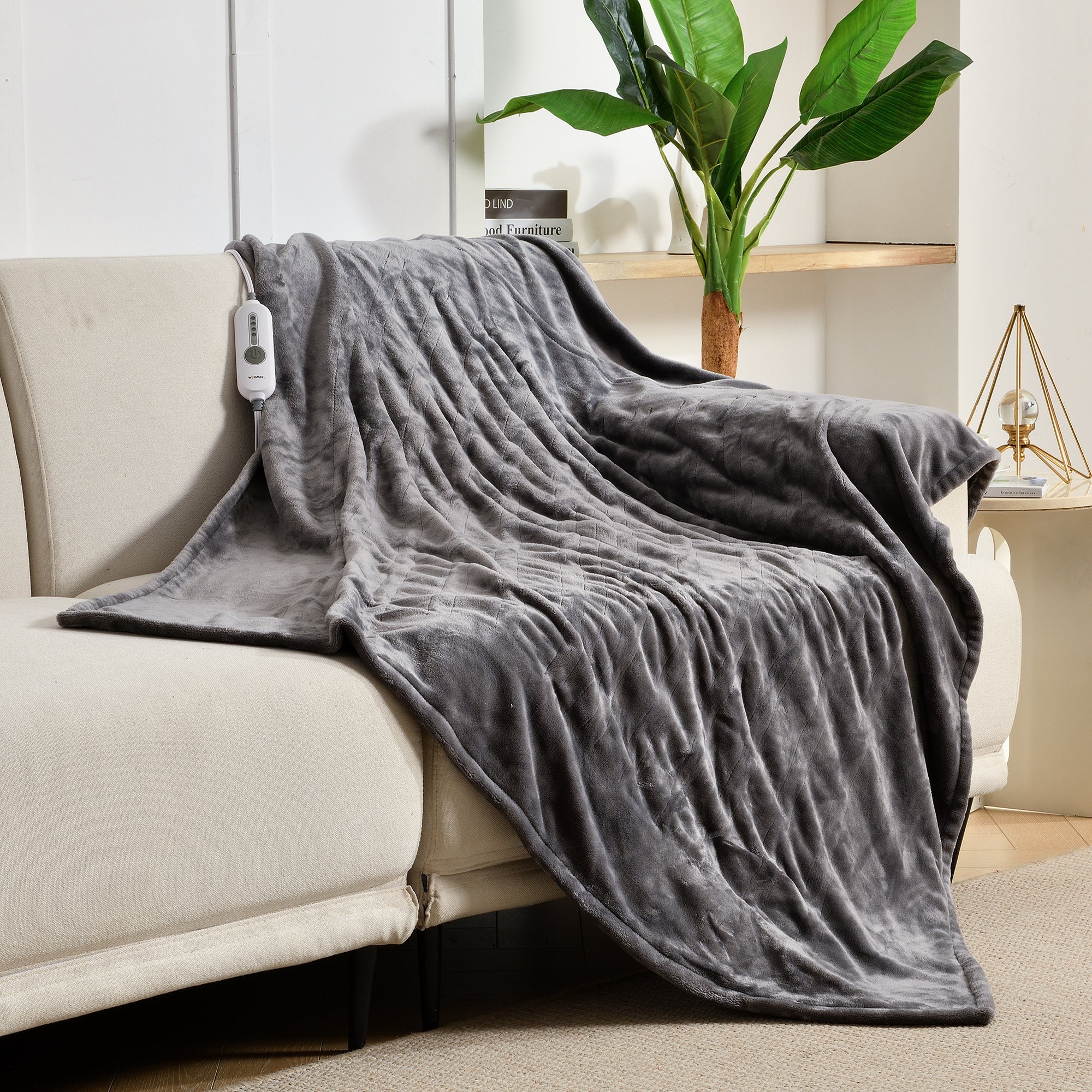Gray Soft Flannel Electric Heating Throw