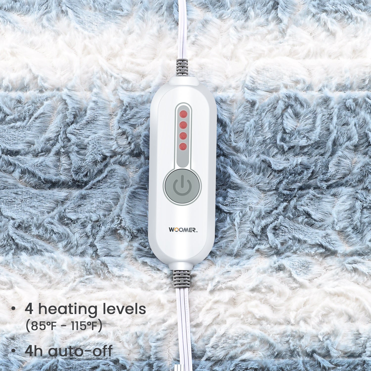 Blue & White Floral Pattern Faux Fur & Soft Sherpa Electric Heating Throw
