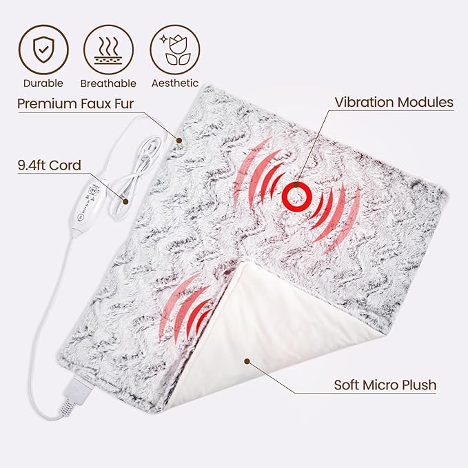 FANTICO Weighted Heating Pad Extended 20”×24” Electric Massaging Heating Pad for Back Pain Relief, Natural Pottery Bead, 4 Massage Modes and 4 Heat Settings, 2H Auto-Off, 4.94LB, Dreamy Milky Way