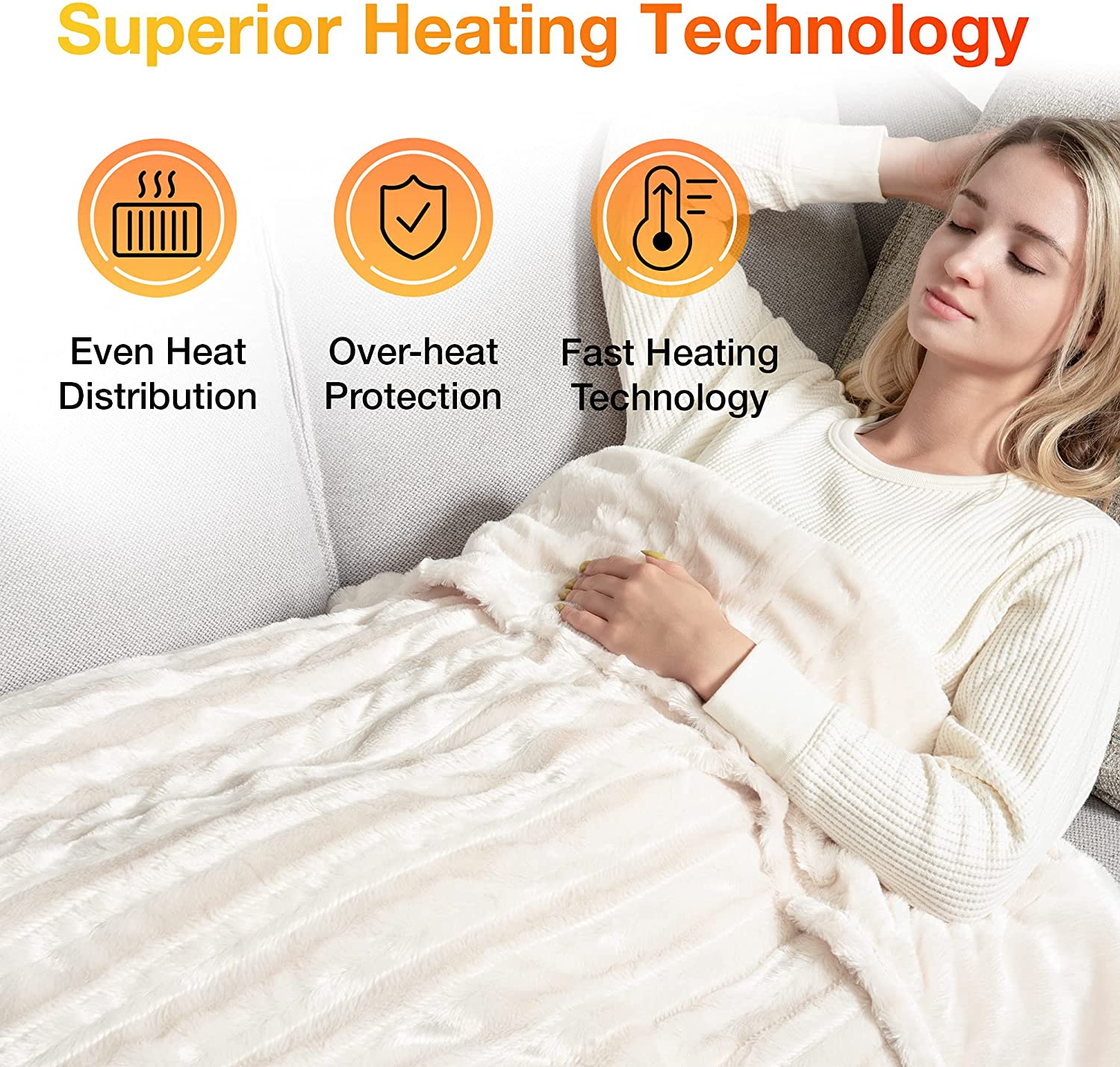 Electric Heating Throw - White
