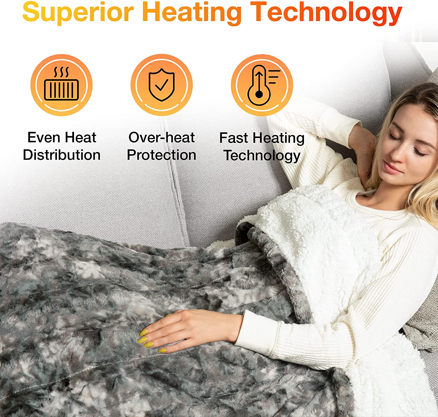 Woomer Electric Heating Throw Marble Grey WOOMER