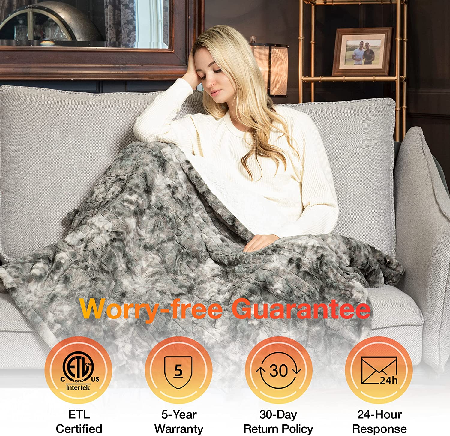 Electric Heating Throw - Marble Grey