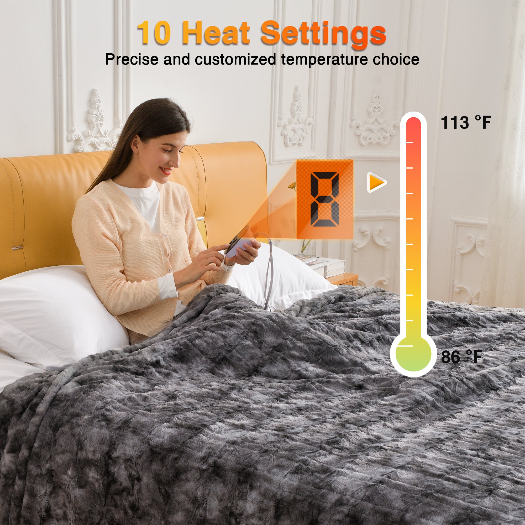Electric Heating Blanket - Marble Grey 84"x 90"