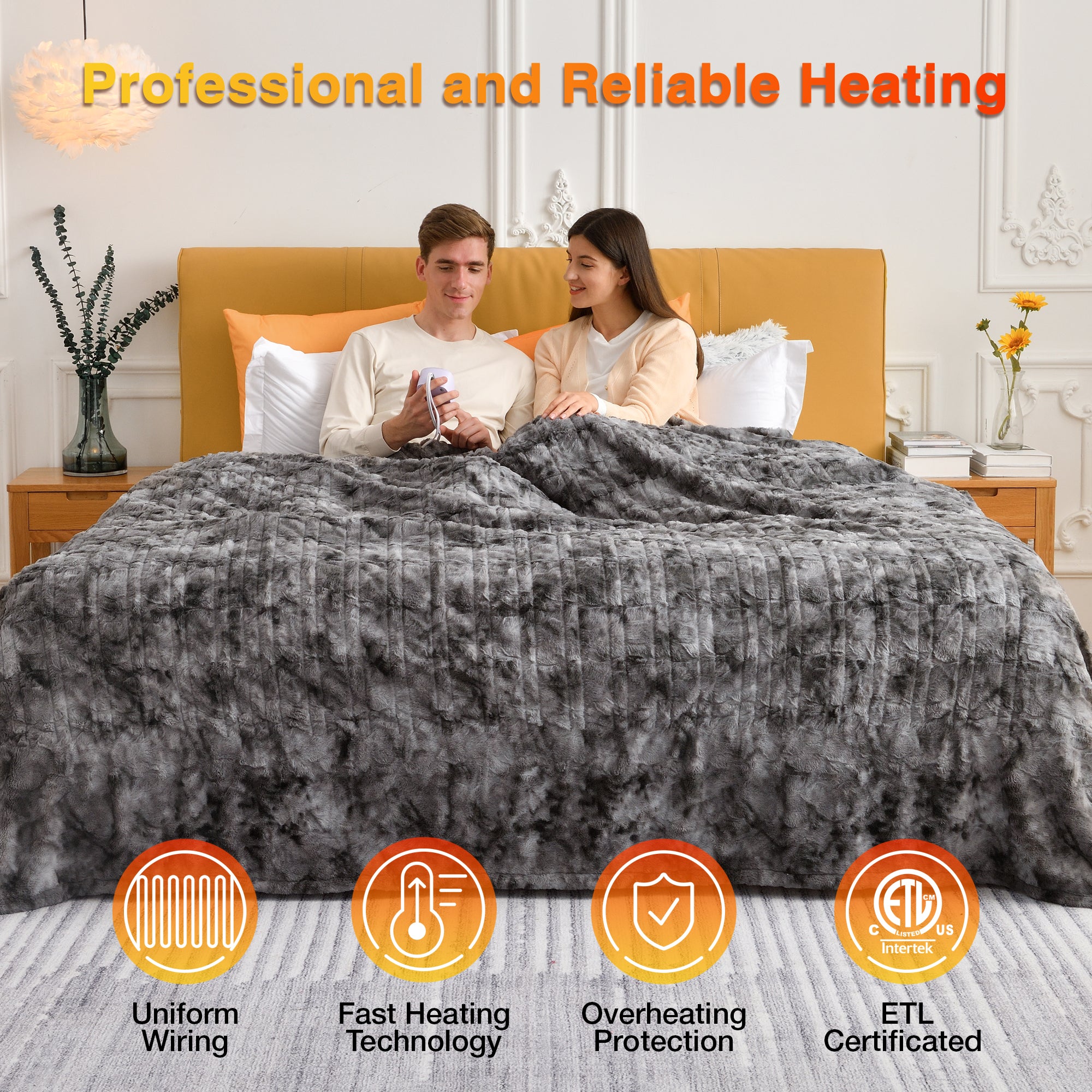 Electric Heating Blanket - Marble Grey 62"x 84"