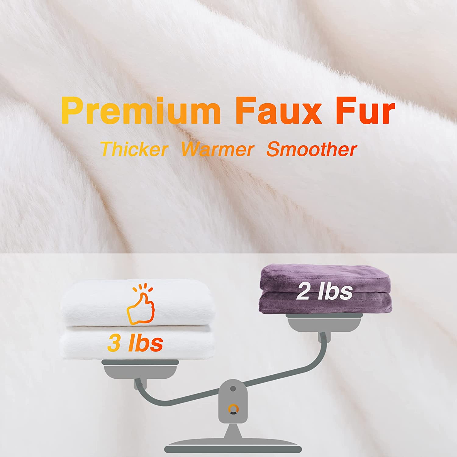Ivory Faux Rabbit Fur Electric Heating Throw