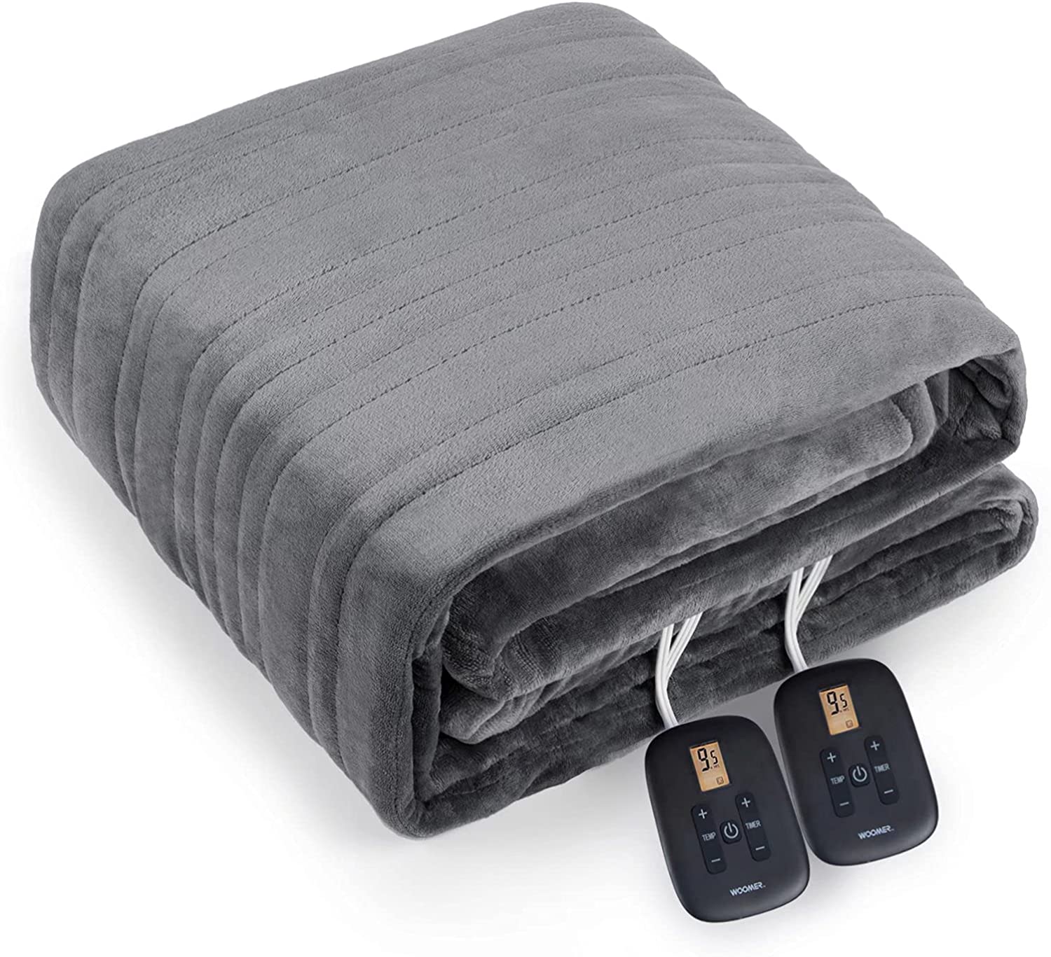 Electric Heating Blanket - Flannel Sherpa - Gray - 90"x 100"
