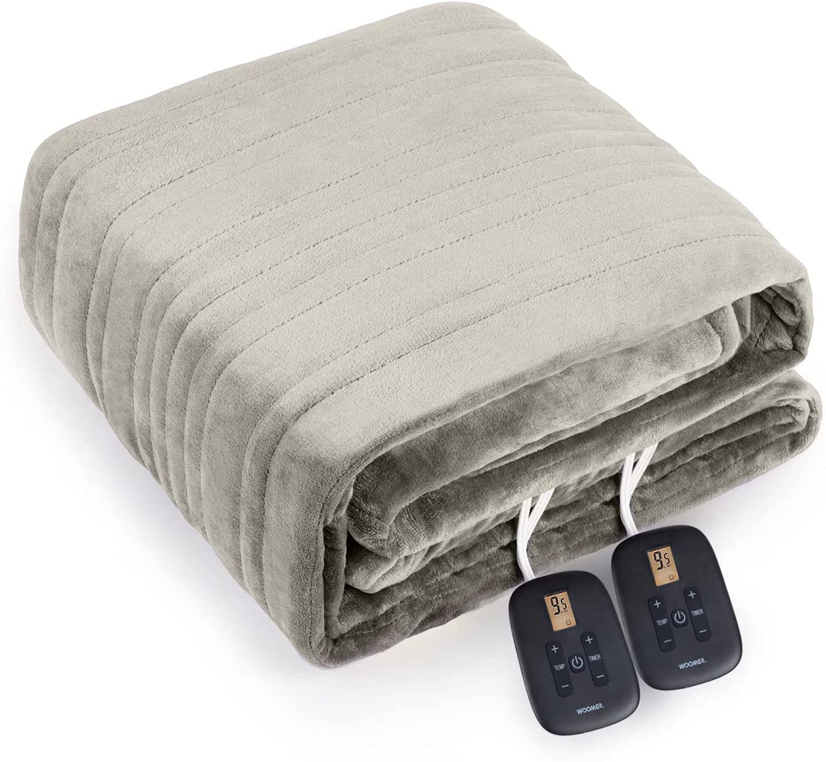 Electric Heating Blanket Flannel Sherpa Taupe 84"x 90" WOOMER