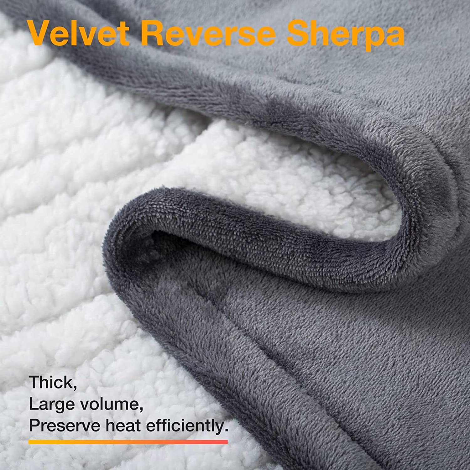Electric Heating Blanket - Flannel Sherpa - Gray - 62"x 84"