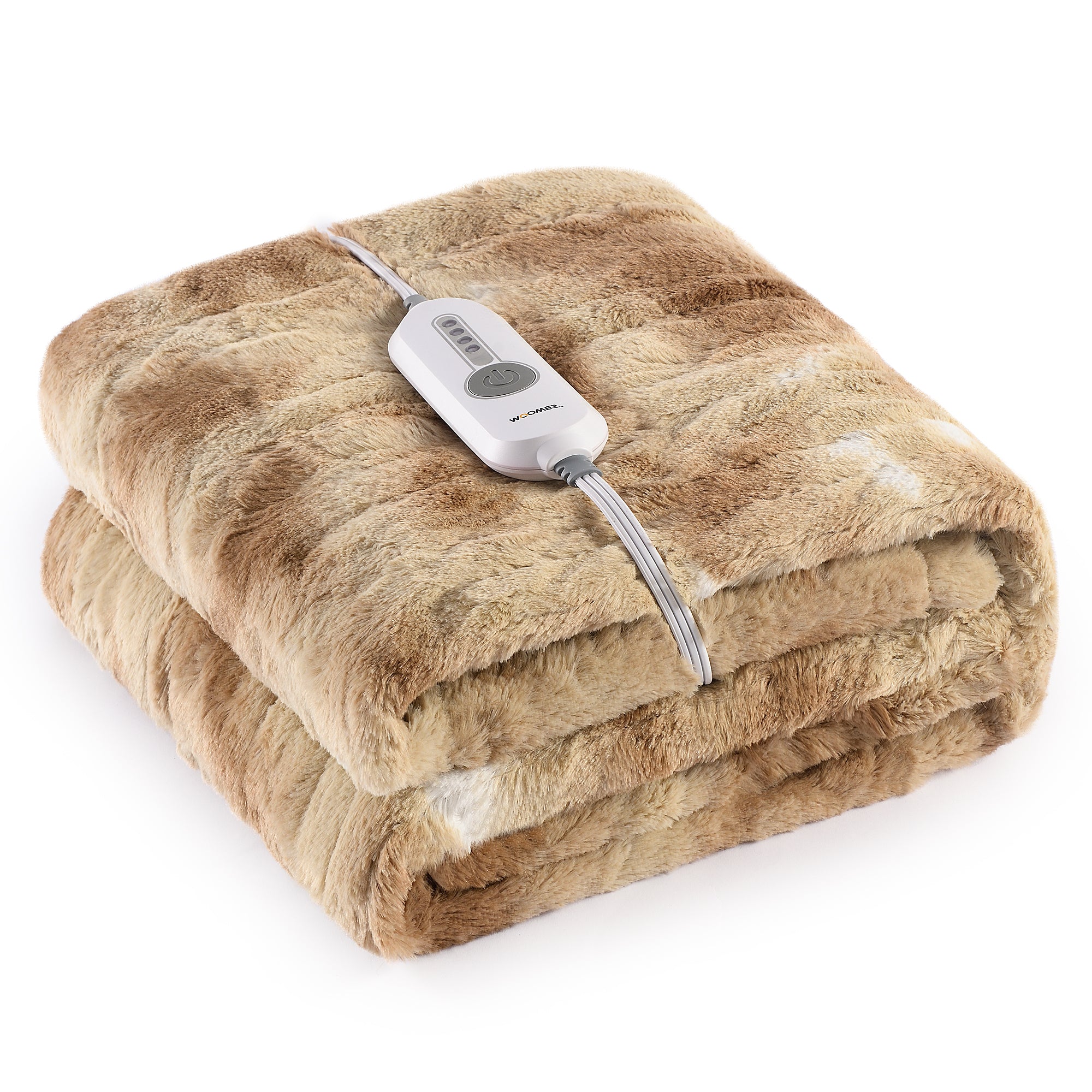 Beige Soft Faux Fur& Sherpa Electric Heating Throw