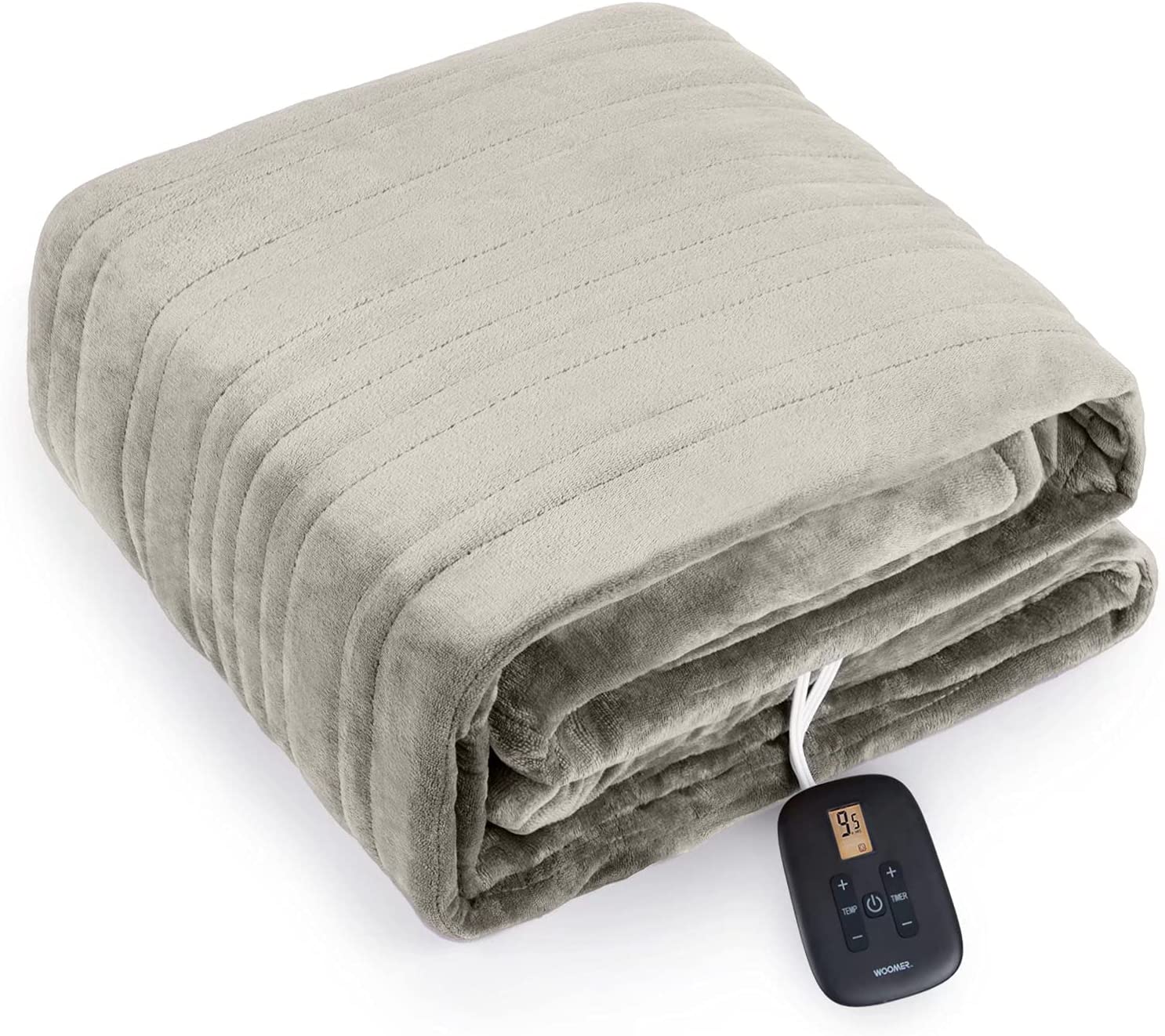 Electric Heating Blanket - Flannel Sherpa - Taupe - 84"x 90"