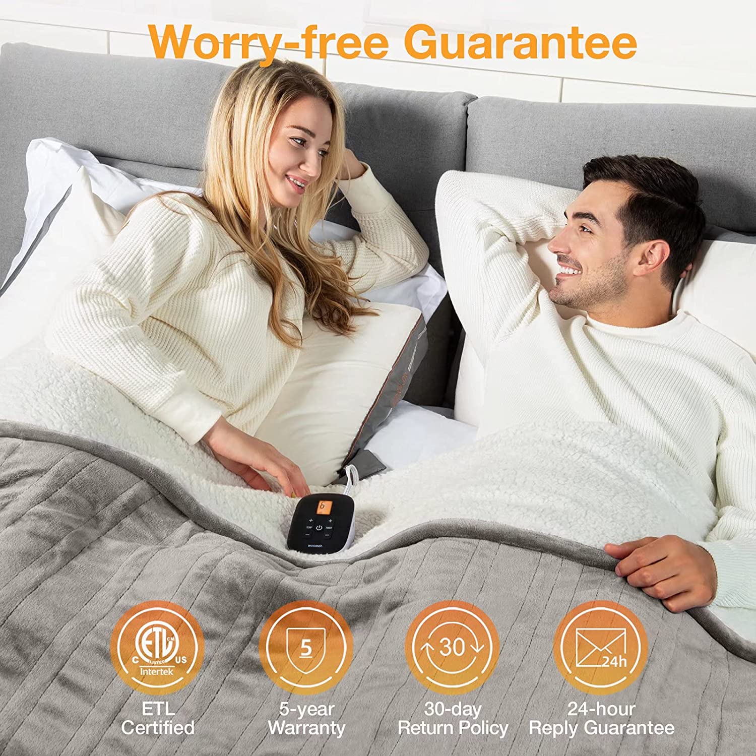 Electric Heating Blanket - Flannel Sherpa - Taupe - 62"x 84"